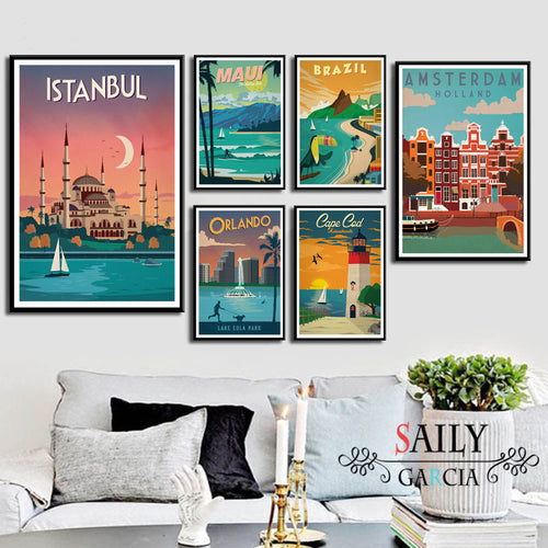 Hd Print Canvas Art Painting New York Netherlands Amsterdam London Vintage