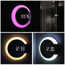 Load image into Gallery viewer, 3D LED Digital Table Clock Alarm Mirror  Wall Clock Modern Design Nightlight