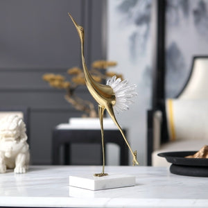 Luxurious Copper Flamingo White Blue Crystal Home Decor