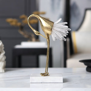 Luxurious Copper Flamingo White Blue Crystal Home Decor