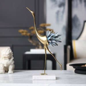 Luxurious Copper Flamingo White Blue Crystal Home Decor