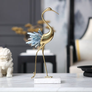 Luxurious Copper Flamingo White Blue Crystal Home Decor