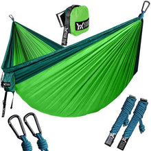 Load image into Gallery viewer, Camping Hamac with Tree Straps Portable Parachute Nylon for Backpacking Travel