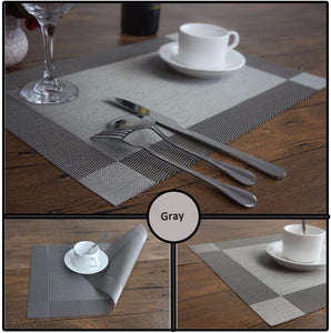 Placemats Washable PVC Table Cloth Pad Mat Stain-Resistant Dining