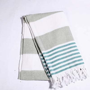 Serviette de bain de sport turque en coton rayé avec glands