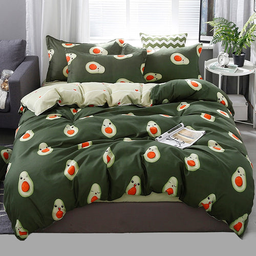 King Queen 5 size bedding set duvet cover pillowcase avocado