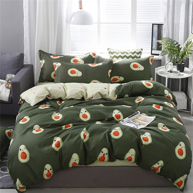 King Queen 5 size bedding set duvet cover pillowcase avocado