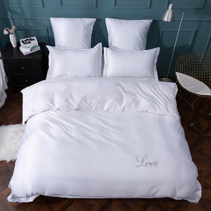 luxury bedding set pure satin silk Pure color European style cover pillowcase 4-6pcs