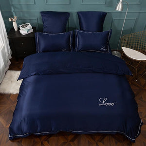 luxury bedding set pure satin silk Pure color European style cover pillowcase 4-6pcs