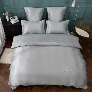 luxury bedding set pure satin silk Pure color European style cover pillowcase 4-6pcs