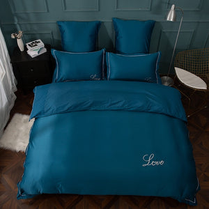 luxury bedding set pure satin silk Pure color European style cover pillowcase 4-6pcs