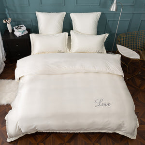 luxury bedding set pure satin silk Pure color European style cover pillowcase 4-6pcs