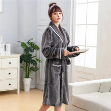 Load image into Gallery viewer, Hiver peignoir homme femme coral fleece Kimono