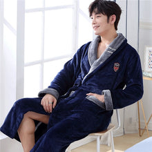 Load image into Gallery viewer, Hiver peignoir homme femme coral fleece Kimono