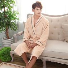 Load image into Gallery viewer, Hiver peignoir homme femme coral fleece Kimono