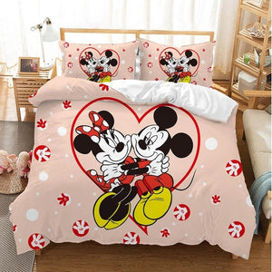 Disney Cartoon Mickey Minnie  Bedding Set Lovely Couple Queen King