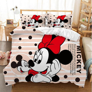 Disney Cartoon Mickey Minnie  Bedding Set Lovely Couple Queen King