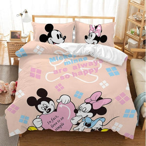 Disney Cartoon Mickey Minnie  Bedding Set Lovely Couple Queen King