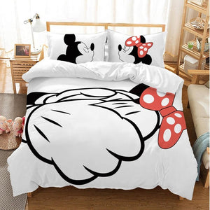 Disney Cartoon Mickey Minnie  Bedding Set Lovely Couple Queen King