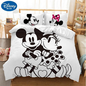 Disney Cartoon Mickey Minnie  Bedding Set Lovely Couple Queen King