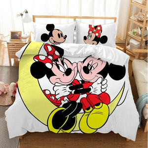 Disney Cartoon Mickey Minnie  Bedding Set Lovely Couple Queen King