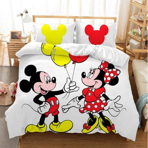 Disney Cartoon Mickey Minnie  Bedding Set Lovely Couple Queen King