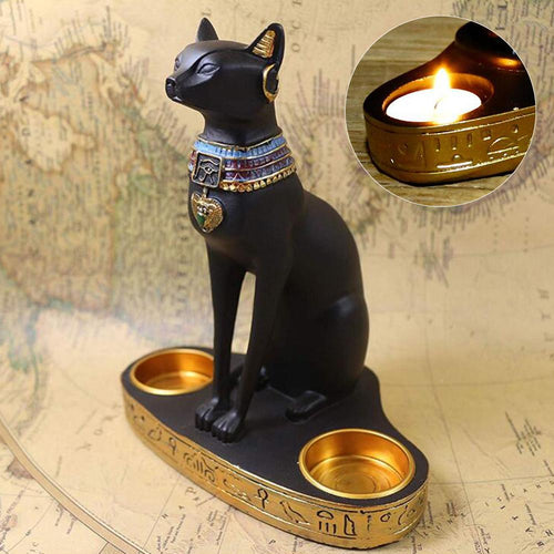 Egyptian Cat Candlestick  Decoration Vintage Cat Goddess  Home Office Garden Decoration Gift