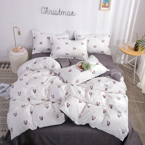 Home bedding 4pcs flat sheet set red heart bed