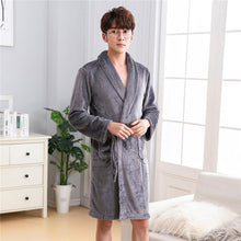 Load image into Gallery viewer, Hiver peignoir homme femme coral fleece Kimono