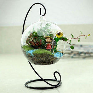 Glass Globe Candle Ornament Holder  Stand Home Decoration Metal