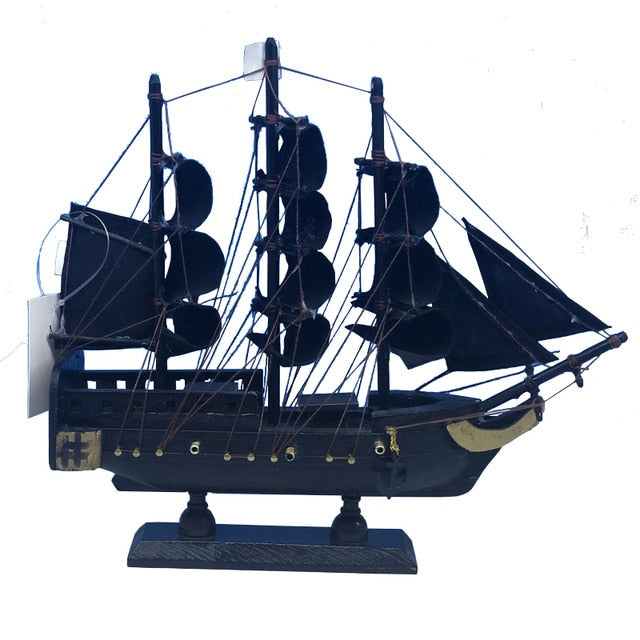 LUCKK Miniature Boat Wooden Sailboat Model  Caribbean Black Pearl Corsair