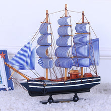 Load image into Gallery viewer, LUCKK Blue Canvas Wooden Sailing Boats Ship Model Boat Making Figurines Home Decoration