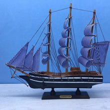 Load image into Gallery viewer, LUCKK Blue Canvas Wooden Sailing Boats Ship Model Boat Making Figurines Home Decoration