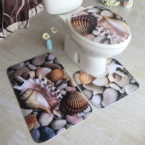 3Pcs/set Bathroom Mat Set Flannel Anti-Slip Kitchen Bath Mat Carpet Bathroom