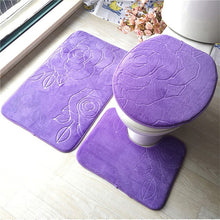 Load image into Gallery viewer, 3Pcs/set Bathroom Mat Set Flannel Anti-Slip Kitchen Bath Mat Carpet Bathroom