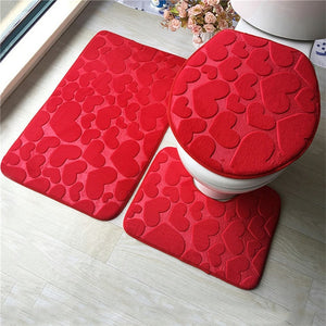 3Pcs/set Bathroom Mat Set Flannel Anti-Slip Kitchen Bath Mat Carpet Bathroom