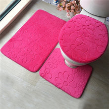 Load image into Gallery viewer, 3Pcs/set Bathroom Mat Set Flannel Anti-Slip Kitchen Bath Mat Carpet Bathroom