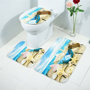 3Pcs/set Bathroom Mat Set Flannel Anti-Slip Kitchen Bath Mat Carpet Bathroom