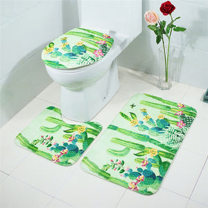 3Pcs/set Bathroom Mat Set Flannel Anti-Slip Kitchen Bath Mat Carpet Bathroom