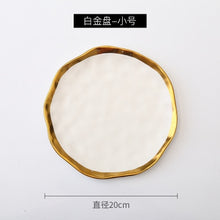 Load image into Gallery viewer, Lot assiette plate cramic dinner gold inlay