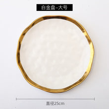 Load image into Gallery viewer, Lot assiette plate cramic dinner gold inlay