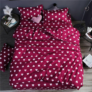 Home bedding 4pcs flat sheet set red heart bed