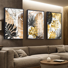 Load image into Gallery viewer, Golden leaf canvas wall art pictures for living room