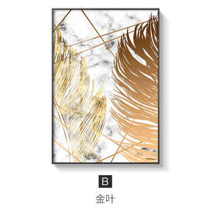 Golden leaf canvas wall art pictures for living room