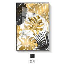 Load image into Gallery viewer, Golden leaf canvas wall art pictures for living room