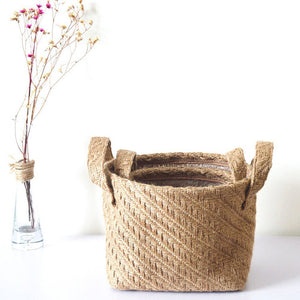 Braided Jute Cloth Flowerpot Storage Basket Cotton Linen