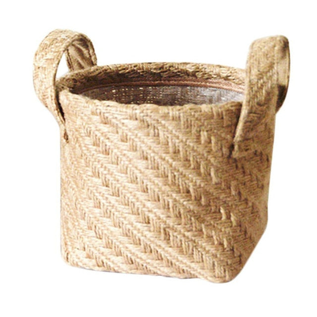 Braided Jute Cloth Flowerpot Storage Basket Cotton Linen