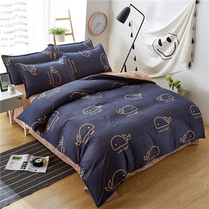 Housse de couette polystere cotton 4pcs classic bed