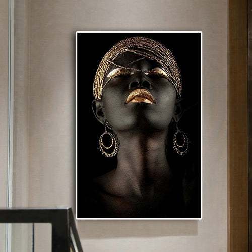 Contemplator Black African Oil Painting on Canvas Posters and Prints Scandinavian