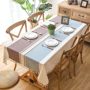 Decorative Linen Table cloth With Tassel Waterproof